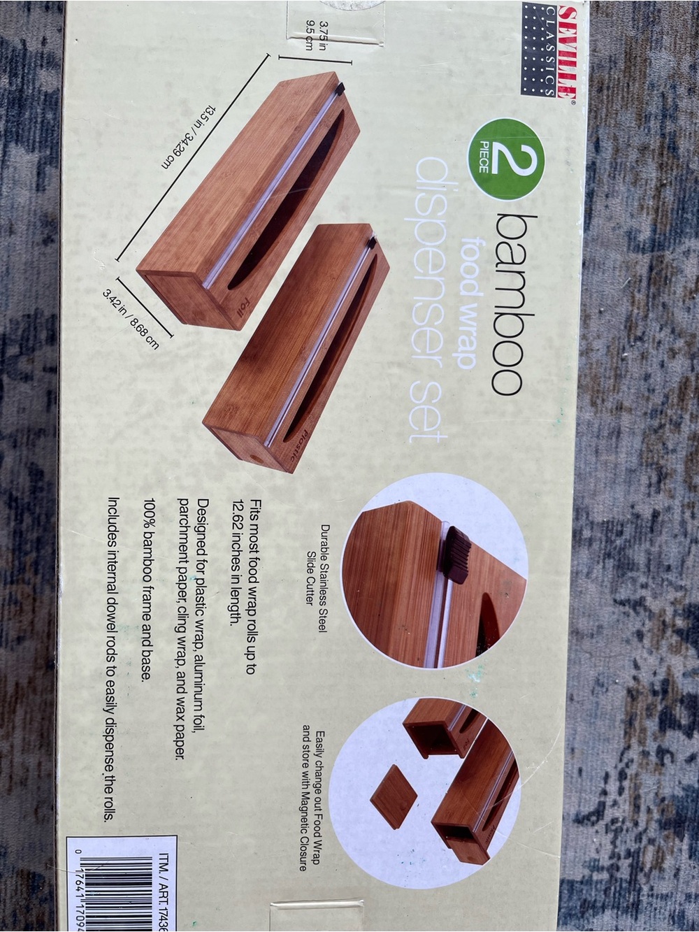 Bamboo Food Wrap Dispenser Set - Natural Bamboo, 2-Pack - Picture 2 of 2